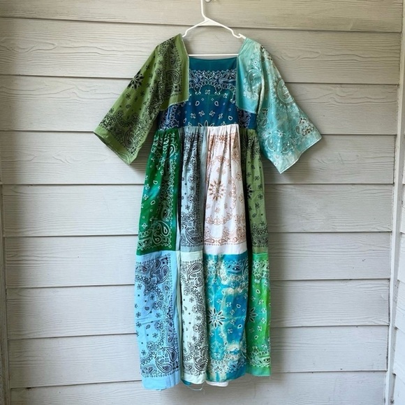Handmade Bandana Dress/Green/Maxi SKU 72848 - Picture 3 of 10